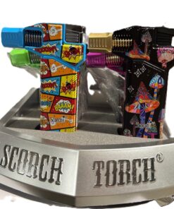 61831- Scorch Torch/ 90 Deg Nozzle lighter with Push Button Trigger /Assorted Design 6ct/display